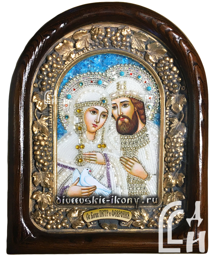 Дивеевская икона Святых Благоверных Пётра и Февронии с голубем