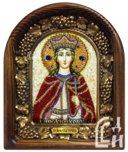 Святая Великомученица Екатерина икона из бисера